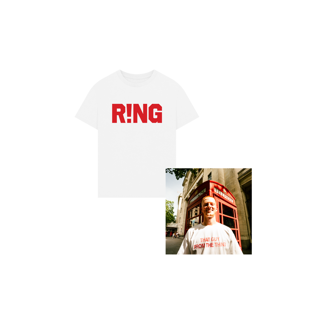 Cunning MC - R!NG - Red Print - Oversized White T-Shirt + Digital Download Bundle