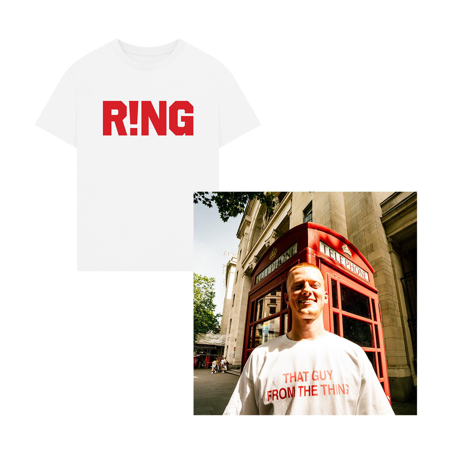 Cunning MC - R!NG - Red Print - Oversized White T-Shirt + Digital Download Bundle