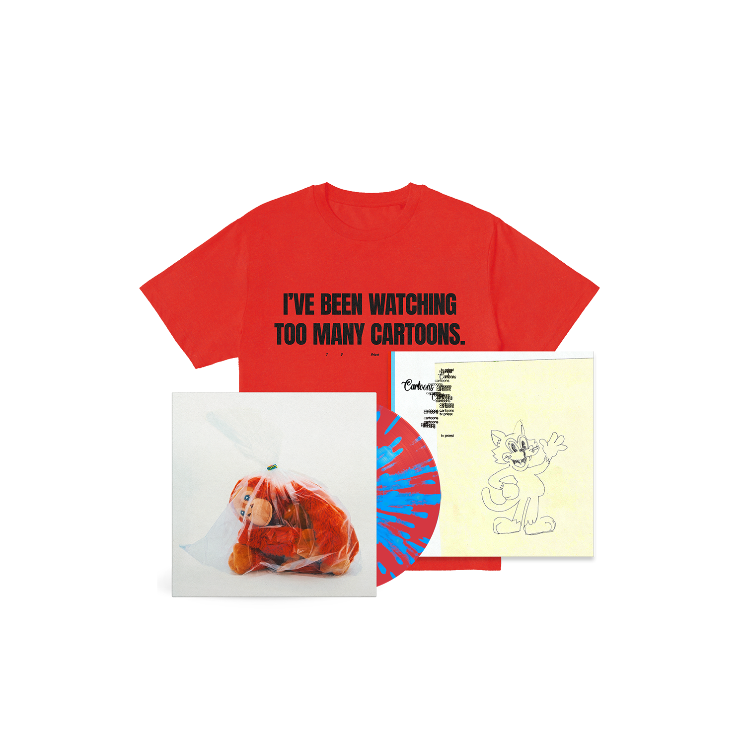TV Priest - Cartoons - (Limited Edition Splatter Vinyl & T-Shirt Bundle)