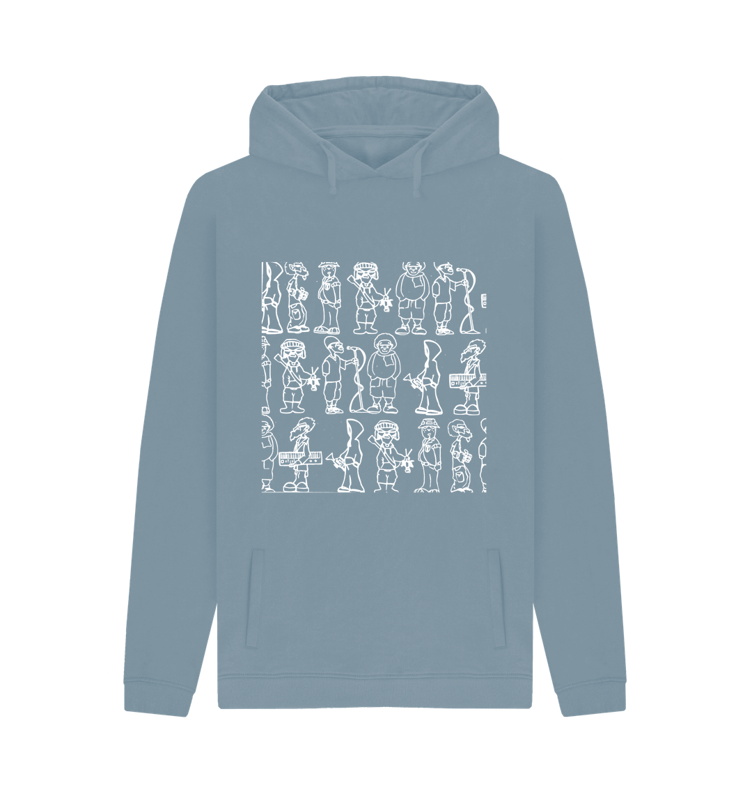 Stone Blue Printed Hoody Front