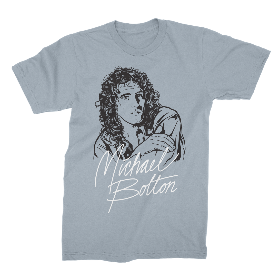 Michael Bolton - Retro Illustration T-Shirt - Baby Blue
