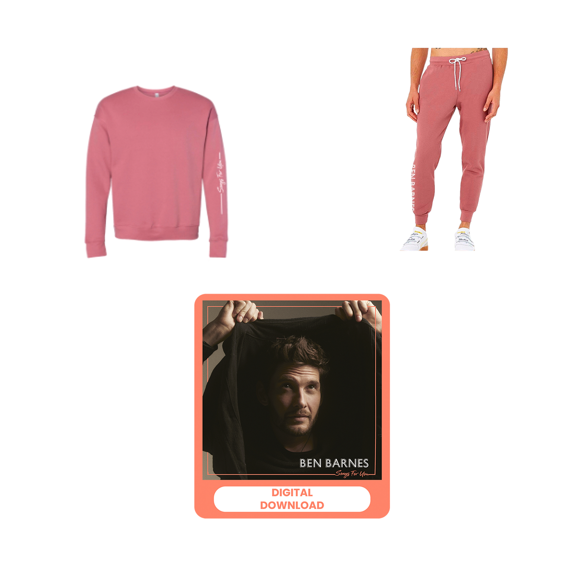 Ben Barnes- Songs For You - Mauve Sweatsuit and EP Digital Download Bundle