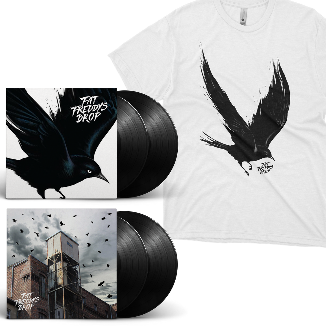 Fat Freddy's Drop - Blackbird Returns Vinyl, Blackbird Vinyl and Blackbird T-Shirt Bundle
