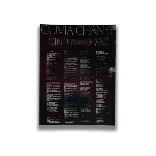 Olivia Chaney - Circus of Desire (signed Lyric Sheet)