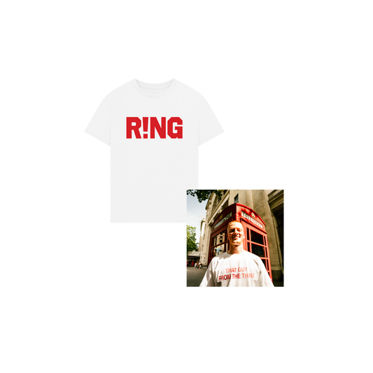 Cunning MC - R!NG - Red Print - Oversized White T-Shirt + Digital Download Bundle