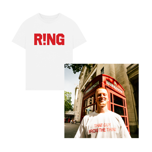 Cunning MC - R!NG - Red Print - Oversized White T-Shirt + Digital Download Bundle