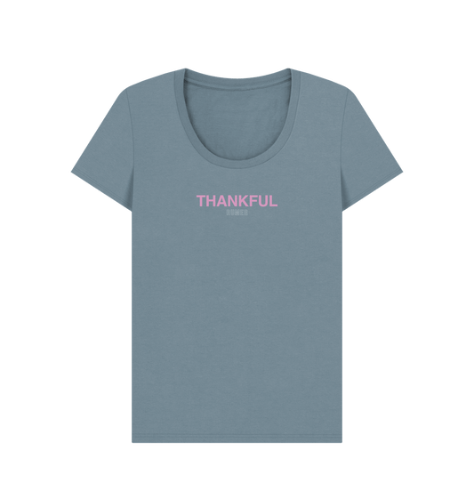 Stone Blue Rumer - Thankful - Women's Scoop Tee