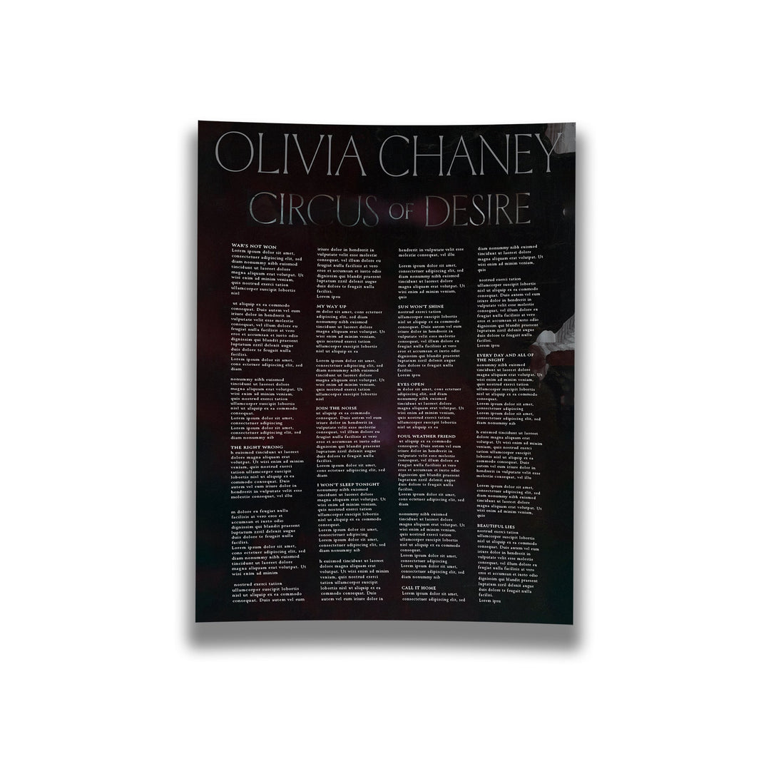 Olivia Chaney - Circus of Desire - Signed Vinyl and Lyric Sheet Bundle